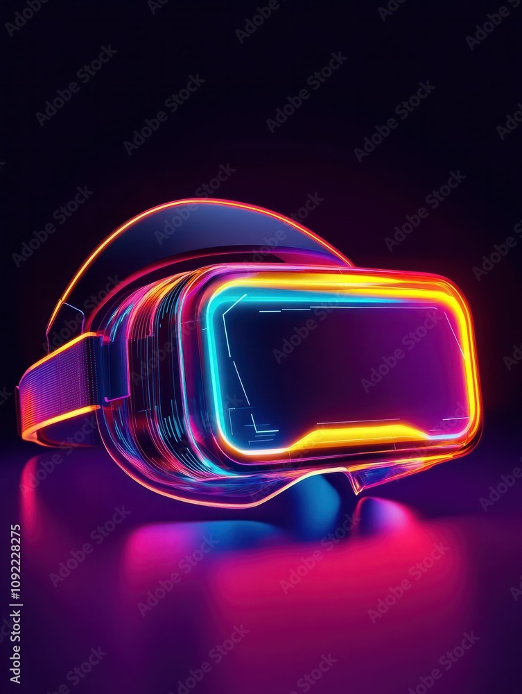 Poster virtual reality neon icon. elements of internet things set. simple icon for websites, web design, mo