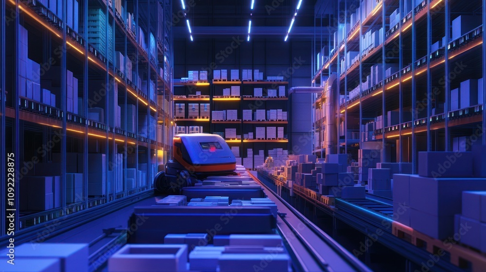 Aufkleber Autonomous Robot Navigating Automated Warehouse System
