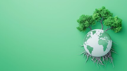 Illustrated globe with tree roots symbolizing grounding