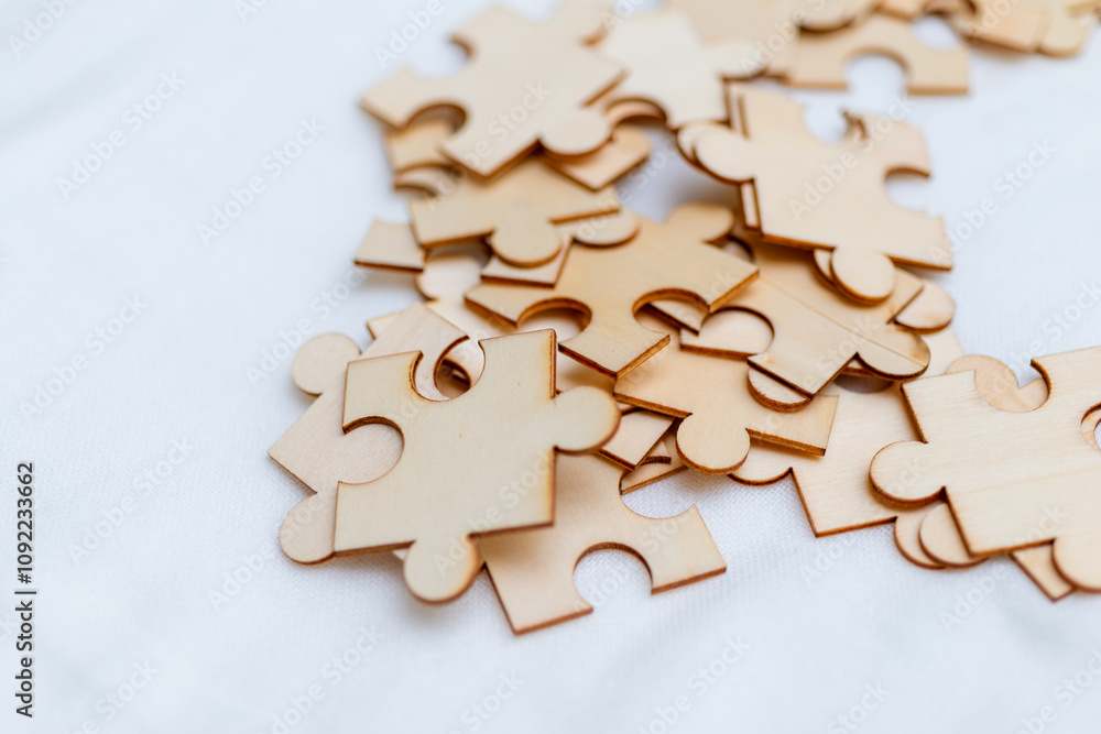 Aufkleber Puzzle solving event in business settings creative workspace educational content informative environment close-up view team collaboration concept