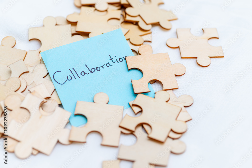 Leinwandbilder enhancing business collaboration through problem-solving puzzles in office spaces creative environme