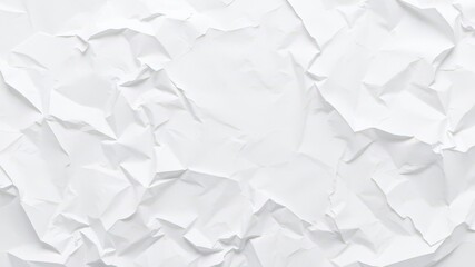 Crumpled white paper texture with creases and wrinkles for background design, blank