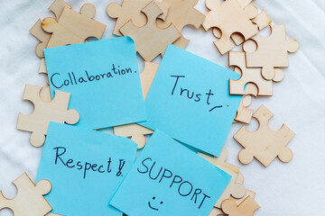 Business collaboration focus trust and support strategies creative workspace team dynamics positive...
