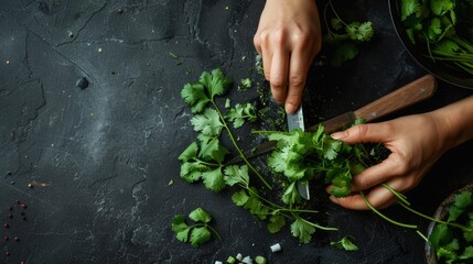 Chopping Fresh Cilantro