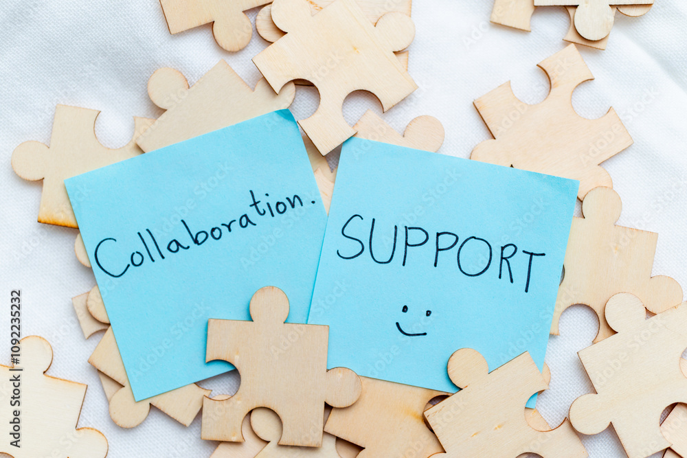 Aufkleber Collaboration in business support creative workspace visual content inspirational environment upbeat viewpoint teamwork concept