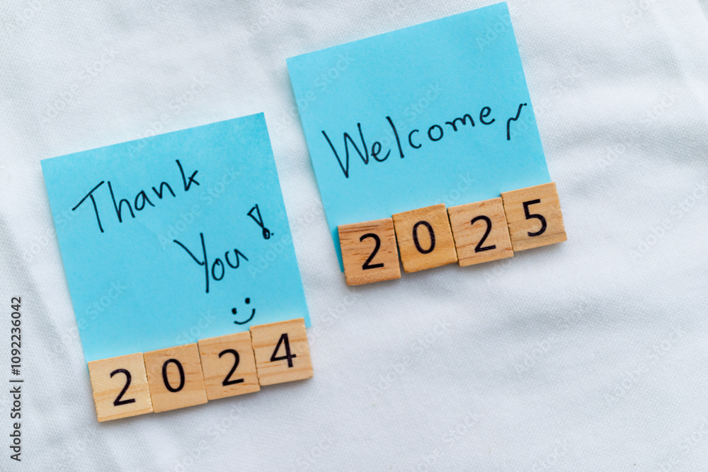 Poster business goals 2024 to 2025 office space note-taking minimalist environment close-up view time manag