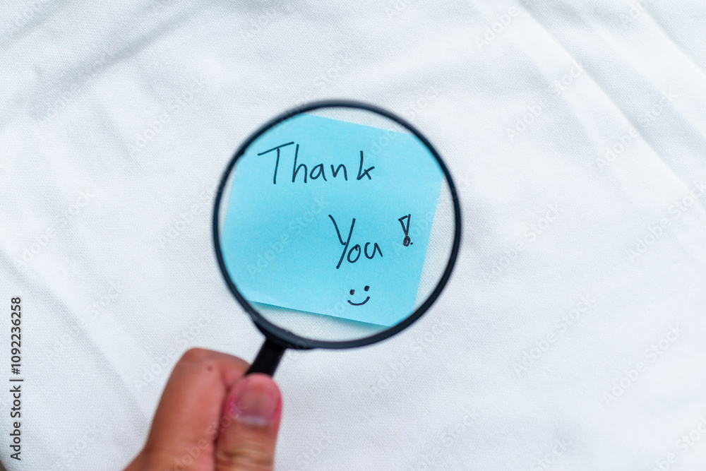 Poster Expressing gratitude in business settings thank you notes office space visual content creative environment close-up perspective