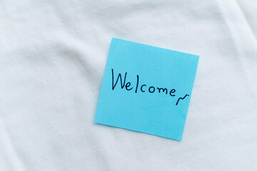 Business welcome note home office personal touch minimalistic environment close-up view concept of...