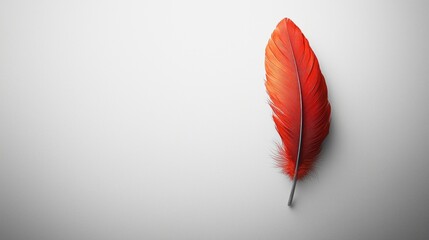 Minimalistic white background with single feather for banner design
