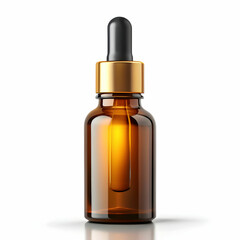 Fototapeta premium amber dropper bottle on white background