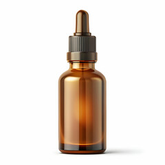Fototapeta premium amber dropper bottle on white background