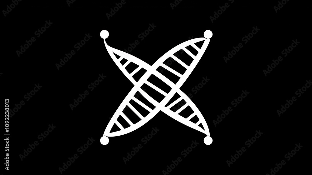 Poster a glyph design icon representing the double helix of dna in science.