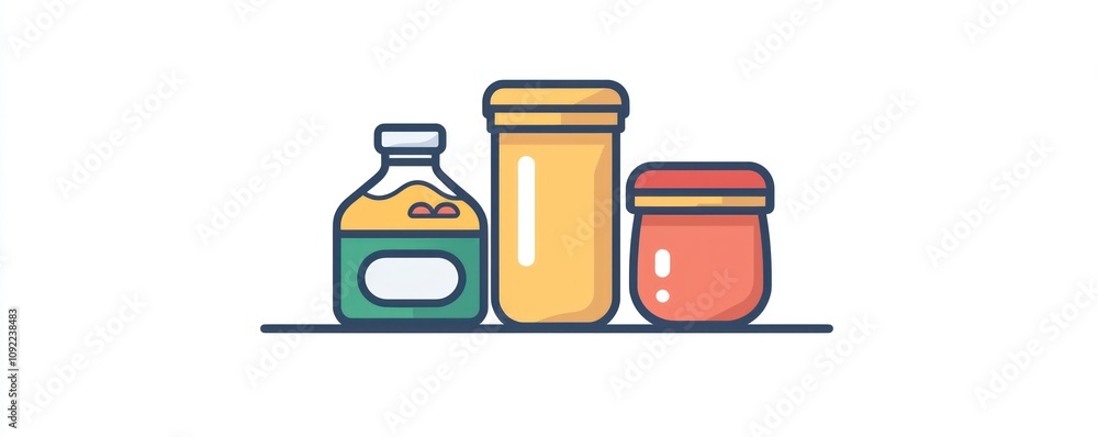 Poster simple line design icon for a container used in groceries.
