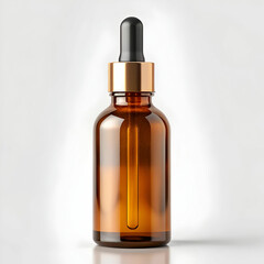 Fototapeta premium amber dropper bottle on white background