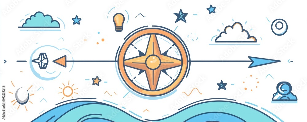 Poster line icon design for a geographical navigation tool.