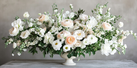 Elegant floral arrangement featuring soft pastel colors in a modern setting