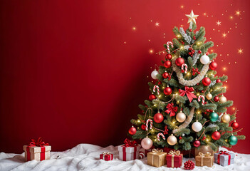 Christmas magic with a festive and loving burgundy red background.