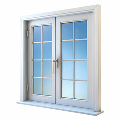 Obraz premium One door plastic window isolated on white 3D illustration