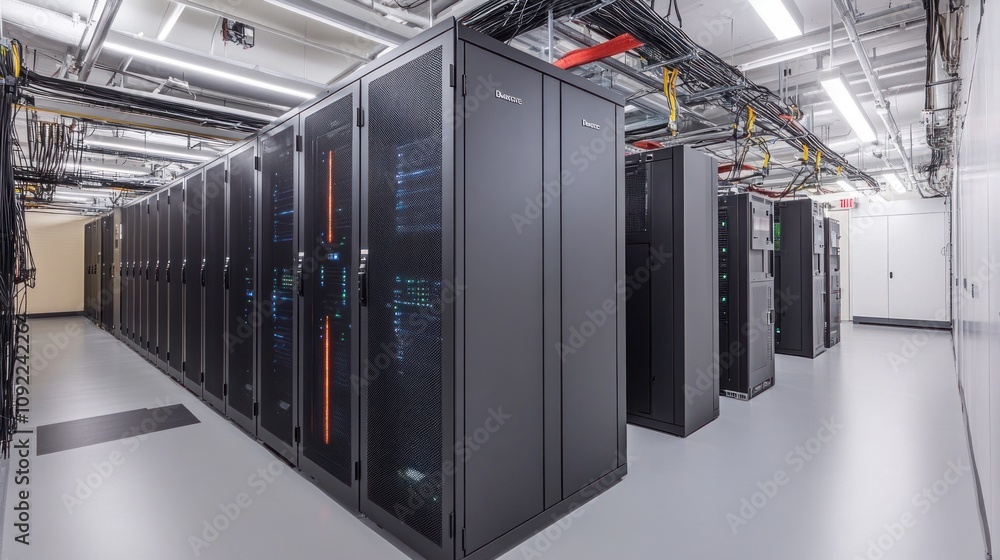 Poster modern data center server room infrastructure