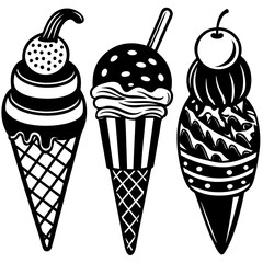 ice cream cone collections of set illustrations vector art isolated white background