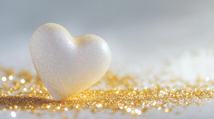 Fototapeta premium Heart-shaped decoration with glitter on a soft background in a festive setting