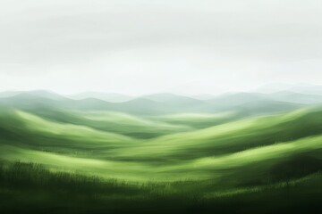 Obraz premium Serene Landscape with Rolling Green Hills Under Soft Clouds, Capturing the Beauty of Nature’s Tranquility and Harmony in Gentle Hues and Lush Textures