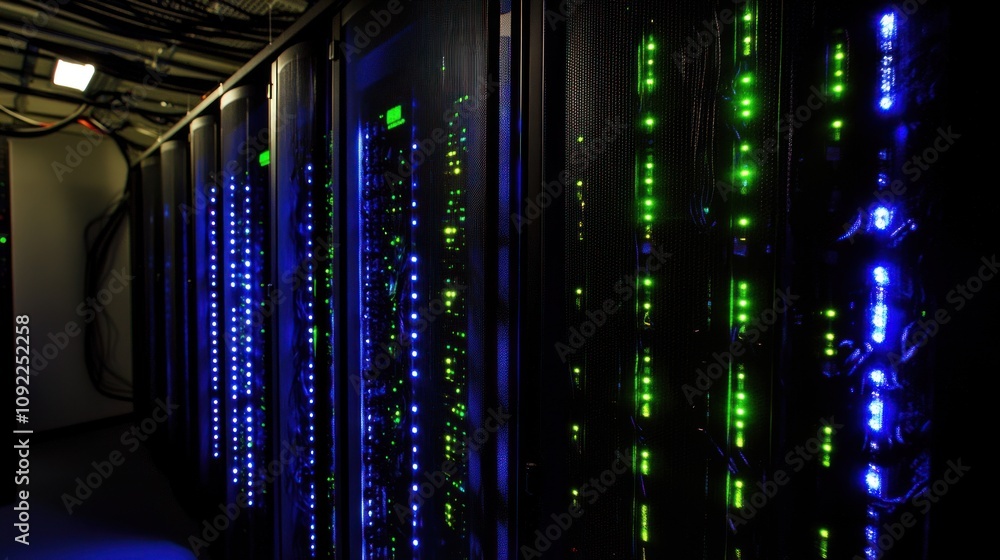 Aufkleber Illuminated Server Racks In A Modern Data Center
