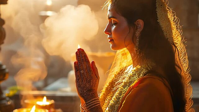 Talking humbly about sacred mantras and demonstrating love and devotion during worship