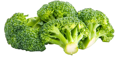 Fresh Broccoli Heads Isolated on Transparent Background