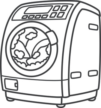 recommend clip art: 洗濯物を洗っているドラム式洗濯機