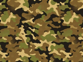 Fototapeta premium Digital Camouflage pattern in various shades of green, brown, and black for military-inspired designs, military