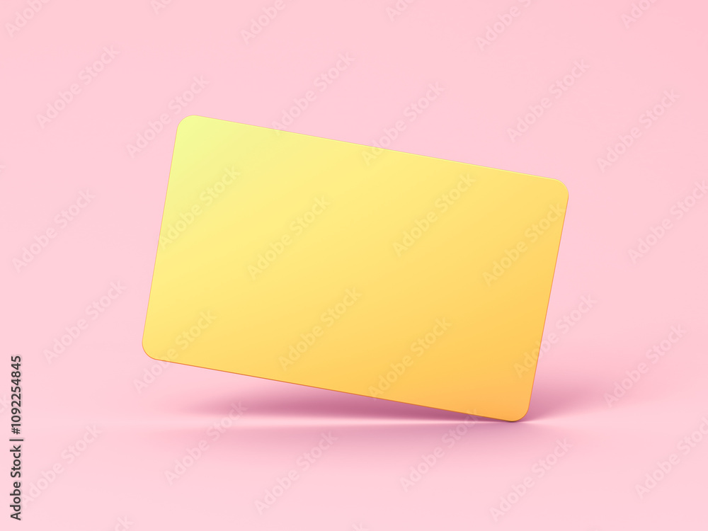 Aufkleber blank gold business card mock up isolated on pink pastel color background minimal conceptual 3d rend