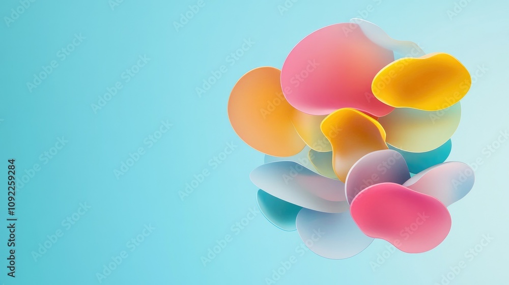 Poster colorful abstract shapes with soft gradient background for creative and artistic visuals in modern d