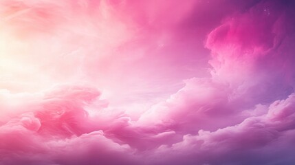 Vibrant pink smoke clouds create a textured background, resembling cosmic fog with dramatic effects against a colorful, dreamy sky.