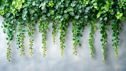 Close-Up Shot of Delicate Green Tendrils Climbing Gracefully Against a Soft Neutral Background, Showcasing the Beauty of Nature in Indoor Decor