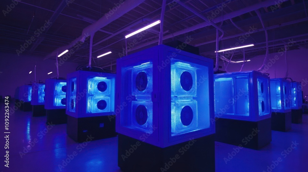 Aufkleber Illuminated Server Racks In A Modern Data Center