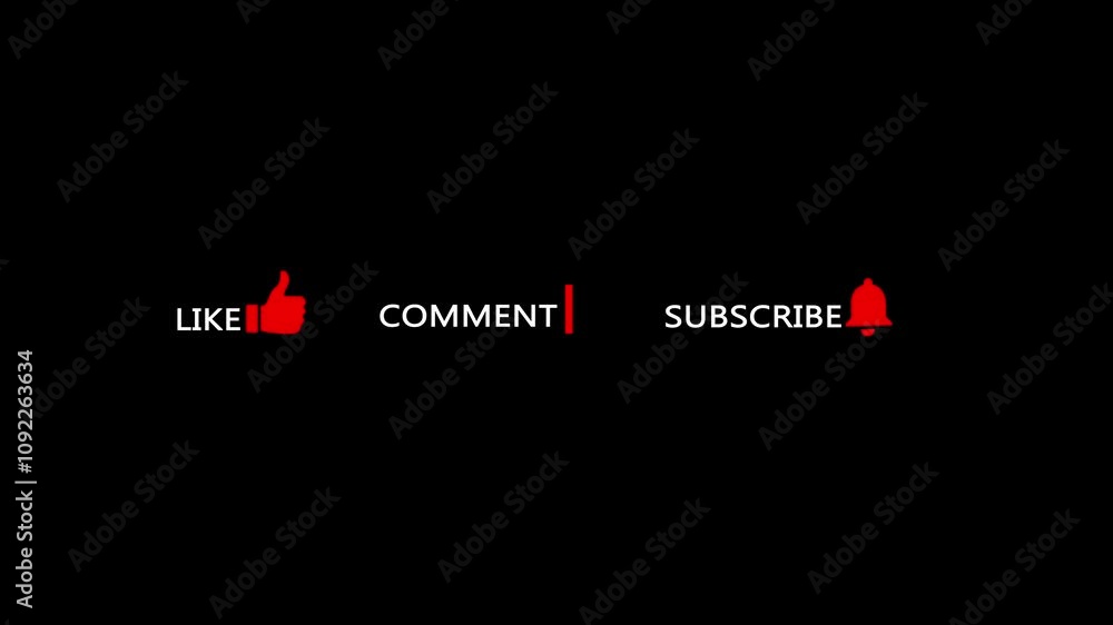Poster subscription animation like, subscribe and press the bell icon button. subscribe. transparent backgr