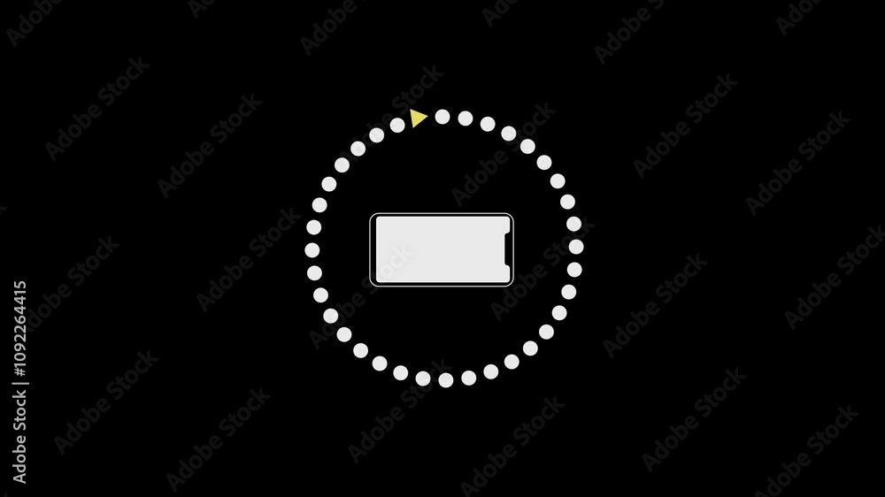 Poster animation rotate your mobile phone motion video on black background. phone rotating 90 degrees horiz