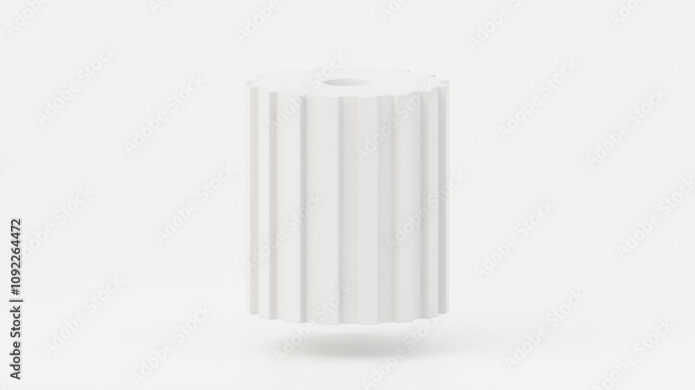 Poster white geometric rolling on white background, 3d loop animation