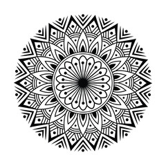 Ornamental Floral mandala design black and white silhouette vector art. Luxury and modern mandala design.