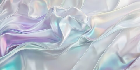 Obraz premium Abstract background with iridescent waves digital art flowing layers visual design colorful aesthetic