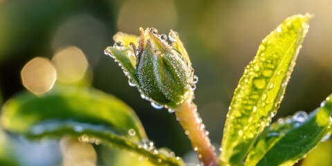 Fototapeta premium Close-up of a plant bud signifying new life garden macro photography natural environment fresh perspective