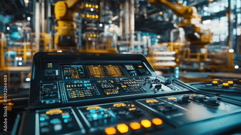 Poster industrial control panel monitors factory automation