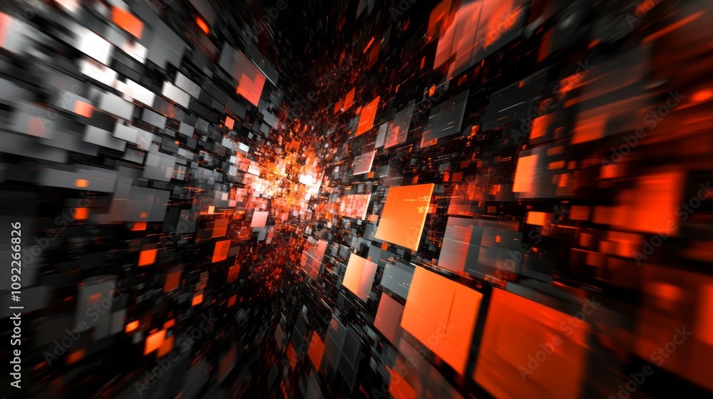 Aufkleber a computer generated image of a colorful, abstract space with orange
