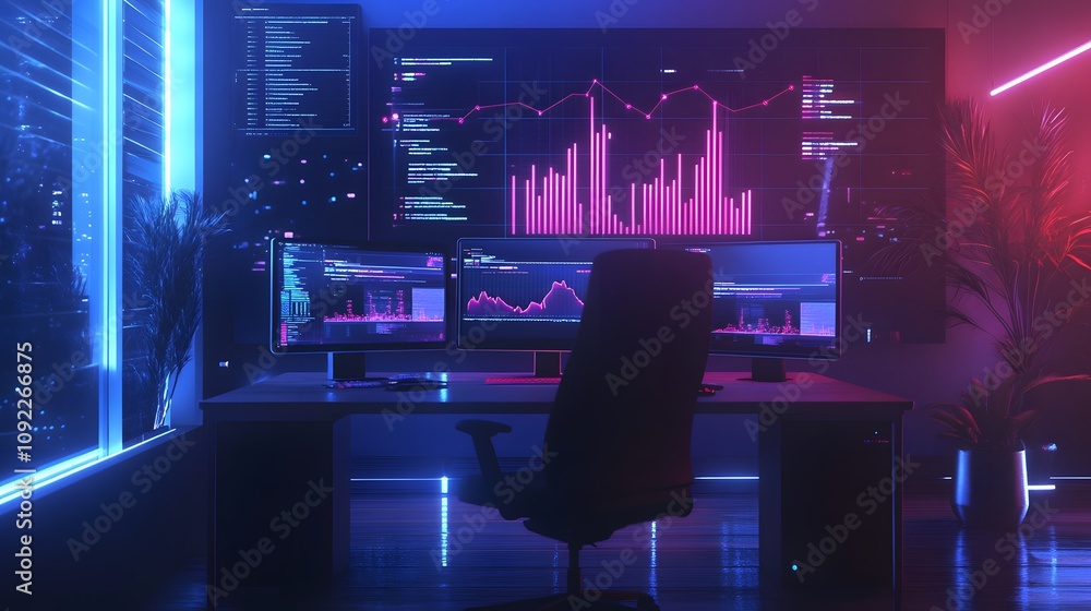Poster A shared online workspace featuring 3D interactive tools for project management and 2D glowing task progress bars. 4k resolution, Cinematic Scene