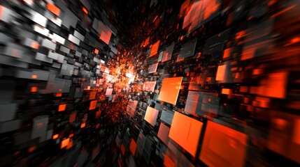 Obraz premium A computer generated image of a colorful, abstract space with orange