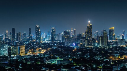 Naklejka premium Bangkok modern skyline with iconic buildings like the King Power Mahanakhon Tower