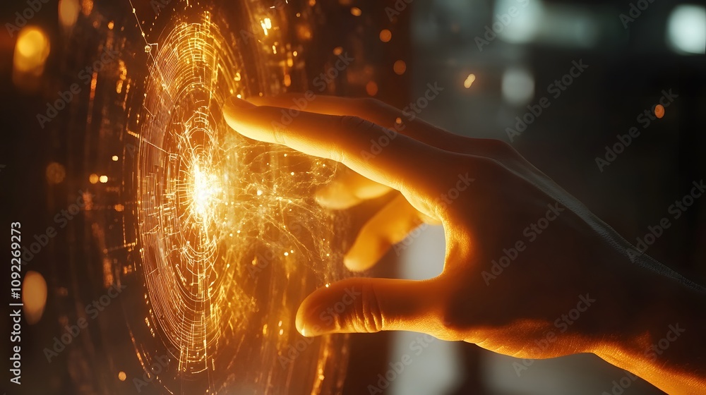 Poster A designer manipulating 3D glowing visualizations of a solution with 2D animations showing potential impacts. 4k resolution, Cinematic Scene