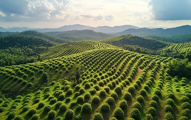 Fototapeta premium A flourishing forestation project focused on CO2 capture, environmental sustainability, and enhancing ESG reporting for businesses committed to responsible ecopractices