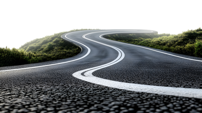 winding road curve pathway on transparency background PNG